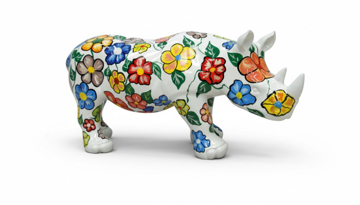 Design Nashorn Figur Statua Scultura Statuette Sculture Decorazione Decorazione 3096 Nuovo