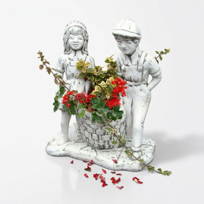 Vaso per piante in legno naturale, decorazione a figura, vasi da fiori, vasi da giardino.
