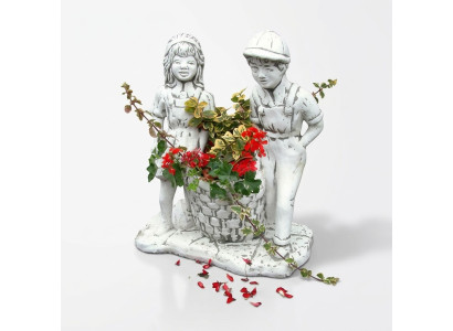 Vaso per piante in legno naturale, decorazione a figura, vasi da fiori, vasi da giardino.