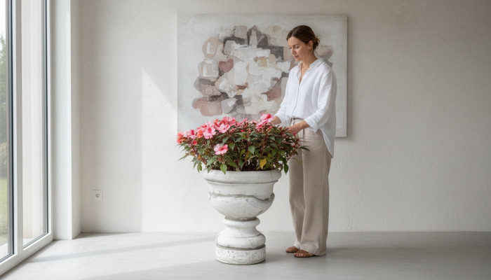 Figura Vaso da fiori Pianta Contenitore Bianco Decorazione Figura Vasi da fiori Giardino