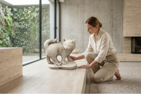 Giardino decorazione gatto terrazza figure di pietra statua scultura 494