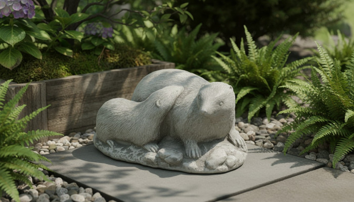 Decorazione da giardino furetto Terrazza Pietra Figure Statua Bianco Natura