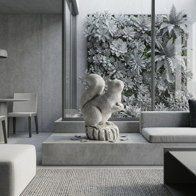Decorazione giardino Scoiattolo Decorazione Terrazza Statue in Pietra Figura Statua