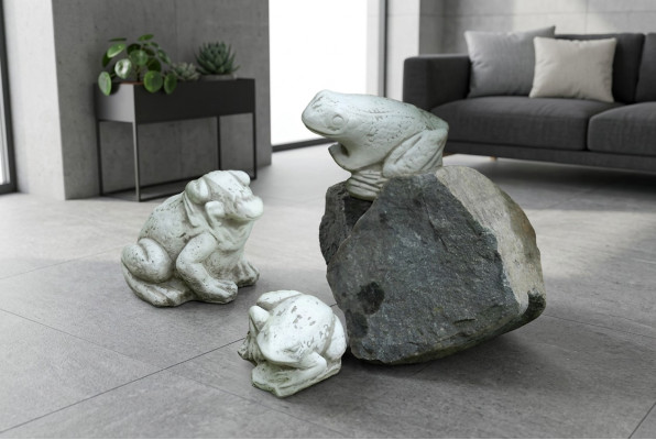 Decorazione da giardino rana terrazza statua di pietra figure decorativa statua.