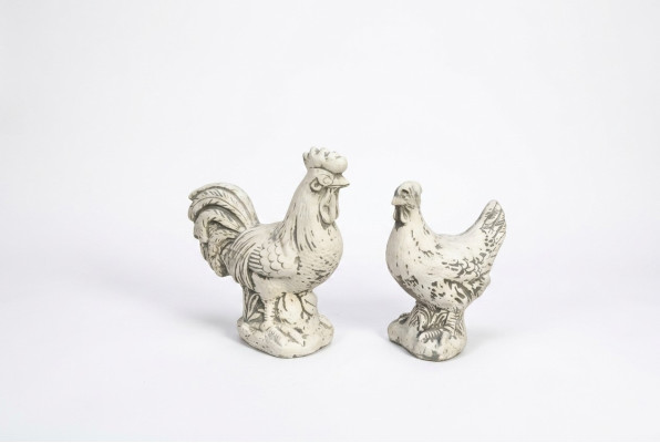 Giardino decorazione gallina terrazza statua in pietra figura decorativa bianca.