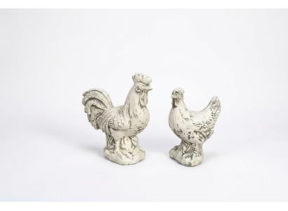 Giardino decorazione gallina terrazza statua in pietra figura decorativa bianca.