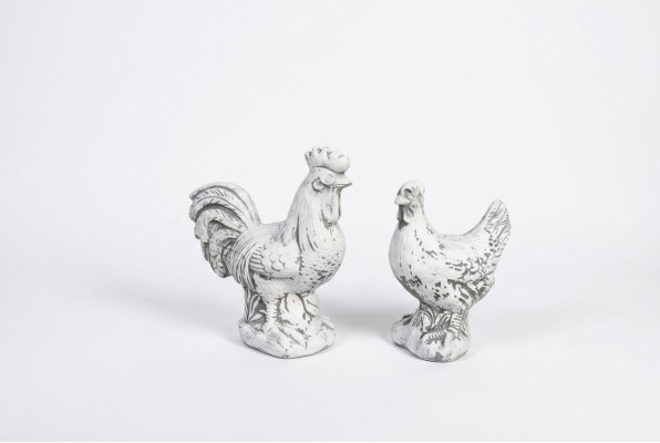 Decorazione da giardino, pollo, terrazza, statue in pietra, figura bianca, statua decorativa.