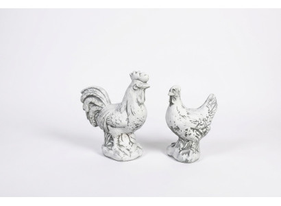 Decorazione da giardino, pollo, terrazza, statue in pietra, figura bianca, statua decorativa.