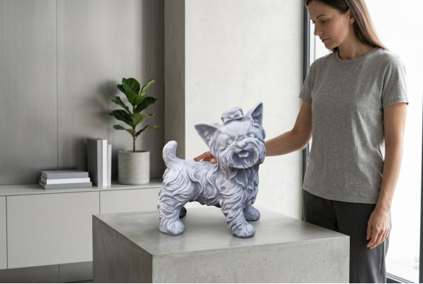 Giardino decorazione cane bianco terrazza pietra figure decorative statua figura
