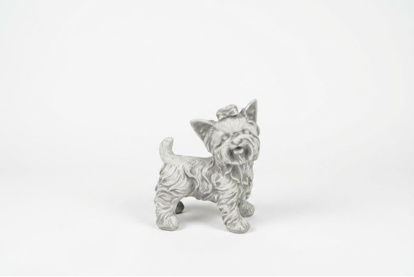 Giardino decorazione cane bianco terrazza pietra figure decorative statua figura