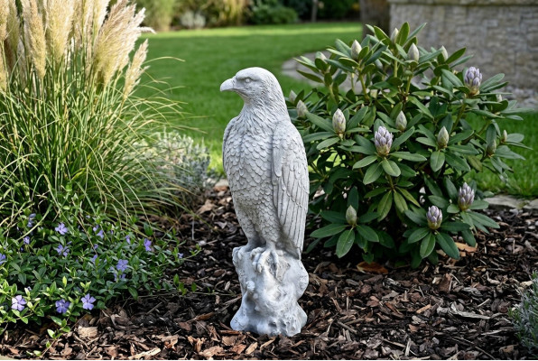 Statua decorativa di un'aquila nel giardino