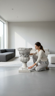 Vaso per fiori Cassettina per fiori Giardino Pietra Decorazione Decorazione Stile antico Fiori