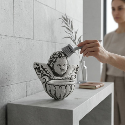 Angelo da fossa Croce Sepolcro Decorazione Tombale Pietra Decorazione Statua
