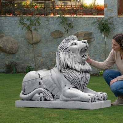 Figura di leone XXL decorazione da giardino terrazza scultura in pietra