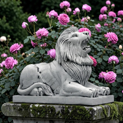 Figura di leone XXL decorazione da giardino terrazza scultura in pietra