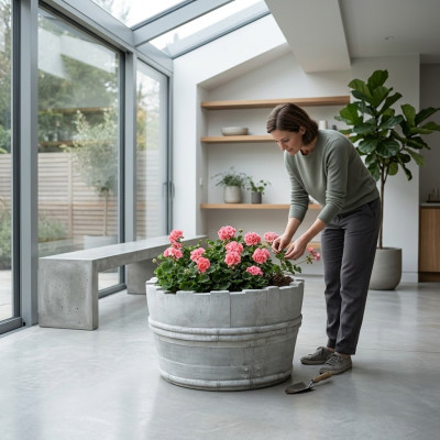 Vasi per fiori scatola vaso fiori vasi XXL Giardino Decorativo Cemento Terrazza