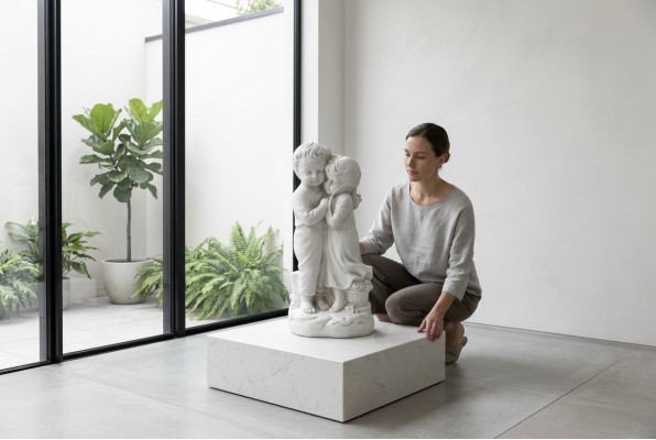 Statua di design di figura da giardino di 40 cm per bambini.