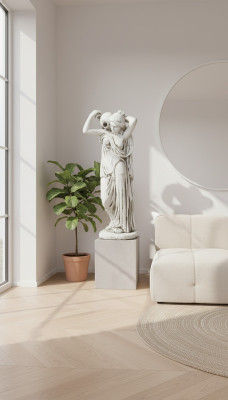 Statua da giardino "Signora Fontaine" 76cm Statua di persone in cemento armato.