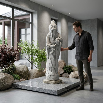 Statua cinese di Confucio, figura, scultura da giardino