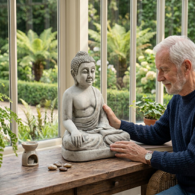 Statua di Buddha in Malesia per il giardino, figure, statue, scultura, sculture.