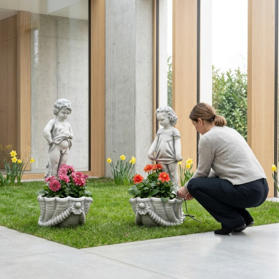 Figura Vaso da fiori Vaso da fiori Decorazione Vasi per piante Figura Decorazione Giardino