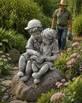 40cm Scultura decorativa Statua di design Statua da giardino Grigia Statua di natura