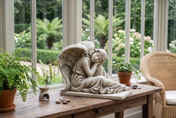 Statua decorativa da 42 cm, figura di design, scultura, figure da giardino, stile antico, statue