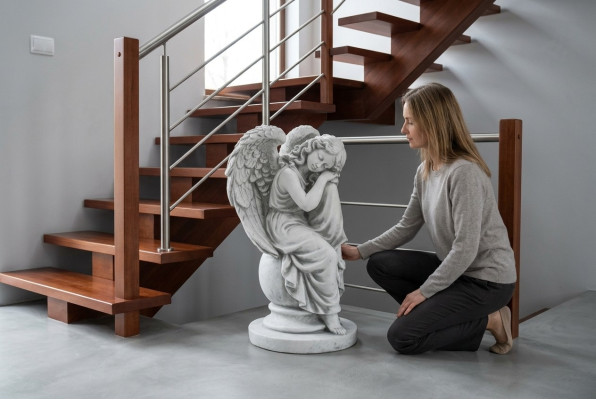 Angelo 36cm Scultura Design Statua Giardino Figure Statue