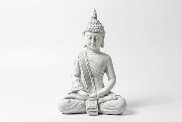Decorativa figura scultura Buddha in stile pietra. Grande scultura per il giardino