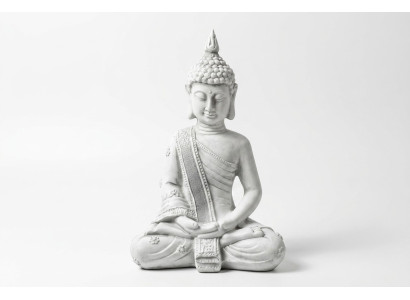 Decorativa figura scultura Buddha in stile pietra. Grande scultura per il giardino