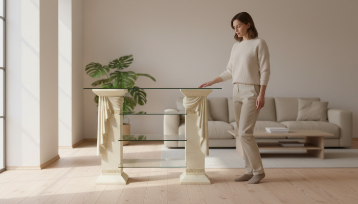 Design Vetrina Scaffale in vetro Colonna Armadio Vetrine Scaffali Armadio Madreperlato Sideboard
