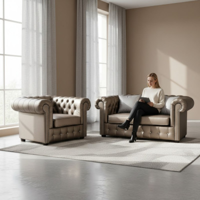 Designer Chesterfield set da divano 2+1 divano divano imbottito set seduta oro
