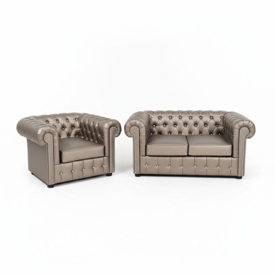 Designer Chesterfield set da divano 2+1 divano divano imbottito set seduta oro