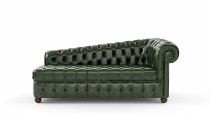 Chaise longue Divano Chesterfield Verde Divano Letto Pouf Dormeuse Pelle Chaise