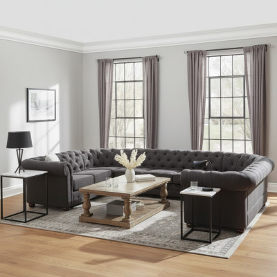 XXL grande divano Chesterfield soggiorno divano angolare a forma di U nuovo.