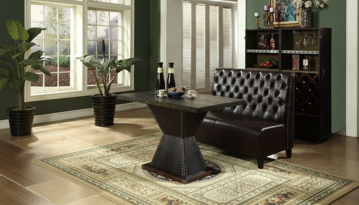 Divano Chesterfield marrone da banco da sala d'attesa ufficio soggiorno divani.