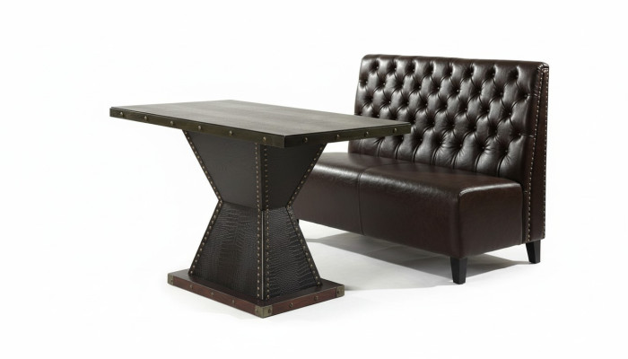 Divano Chesterfield marrone da banco da sala d'attesa ufficio soggiorno divani.