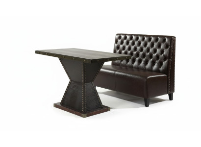 Divano Chesterfield marrone da banco da sala d'attesa ufficio soggiorno divani.