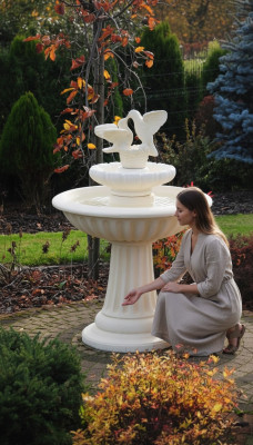 Fontana decorativa Zierbrunnen 136 cm scultura fontana decorazione giardino fontana stagno nuova.