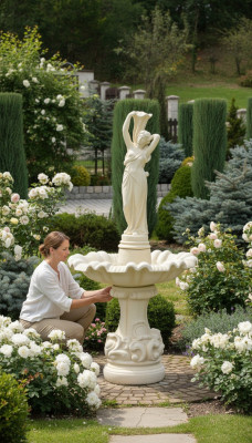 Fontana Giardino Stagno Fontana 192cm Fontana in Pietra Fontana da Giardino Fontana Nuova