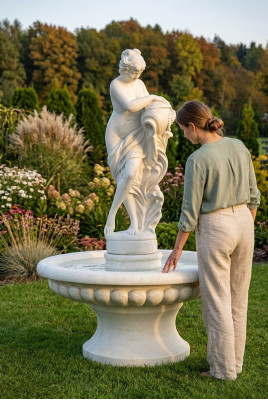 Fontana decorativa con figura, 196 cm, decorazione da giardino, stagno.
