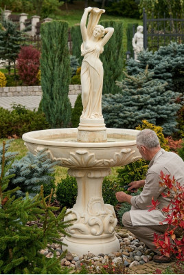 Zierbrunnen Fontana decorativa 180 cm Scultura Fontana Decorazione Giardino Fontana Stagno Nuovo