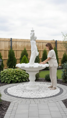 Fontana decorativa a forma di figura 239 cm per giardino o laghetto.