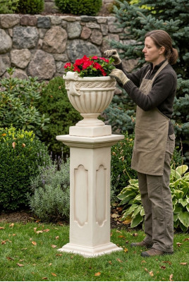 Colonna, figura, scultura, statue, colonne, design del giardino, decorazione per terrazza.