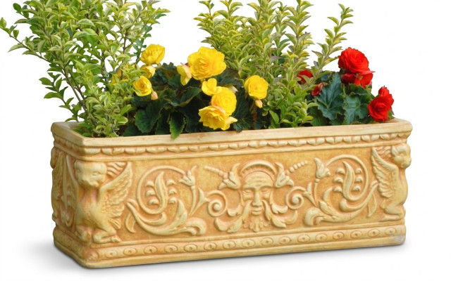 Cestino di fiori, vaso di fiori, giardino, terrazza, decorazione, statua, figure, fioriera