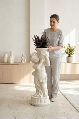Figura Statua con vaso di fiori cassetta statue figure scultura giardino