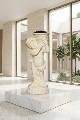 Figura Statua con vaso di fiori cassetta statue figure scultura giardino