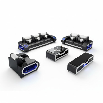 Set di divani in pelle, divano imbottito, divano 3+2+1 posto G8046D