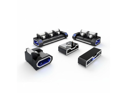 Set di divani in pelle, divano imbottito, divano 3+2+1 posto G8046D