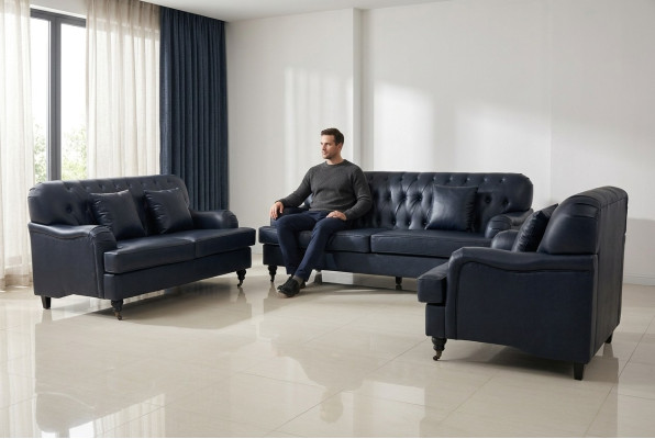 Divano Chesterfield in pelle - Set di divani - Elegante - Lusso - Design moderno per il soggiorno.